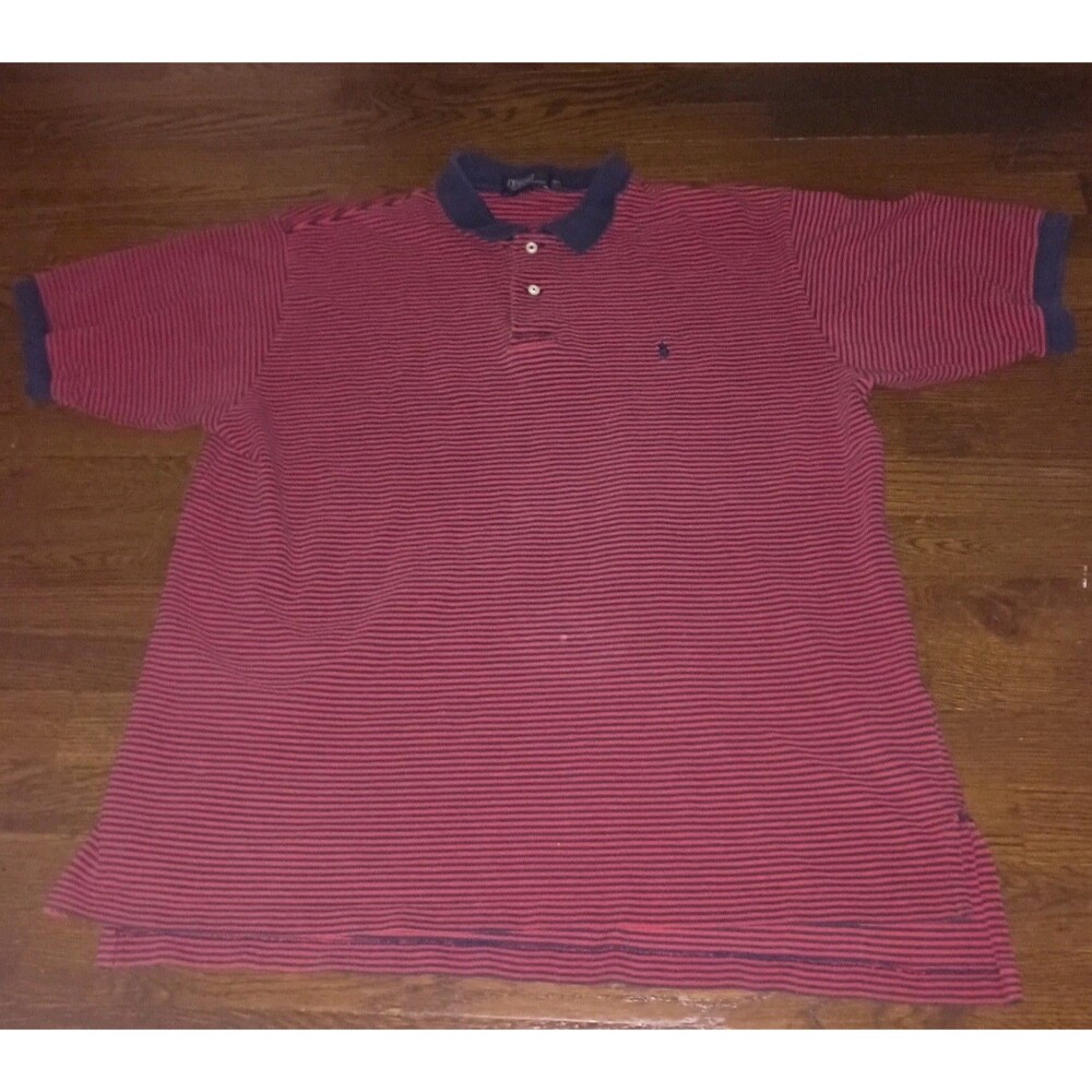 Vintage Polo Ralph Lauren Polo Shirt Mens XXL 2XL Striped Blue Red Small Pony